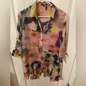 Vintage Lior Paris Watercolor Tunic Blouse